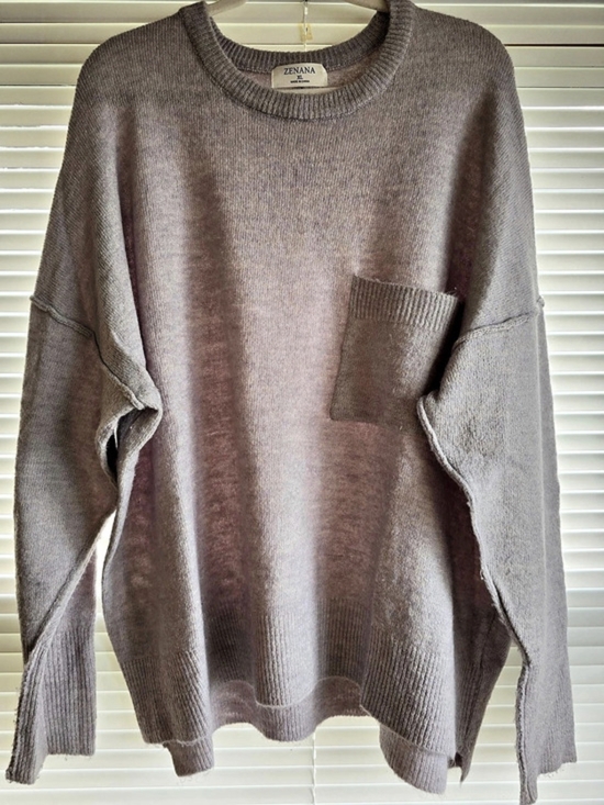 Zenana Outfitters Sweaters - ZENANA Relaxed Fit Drop Shoulder Sweater with Pocket